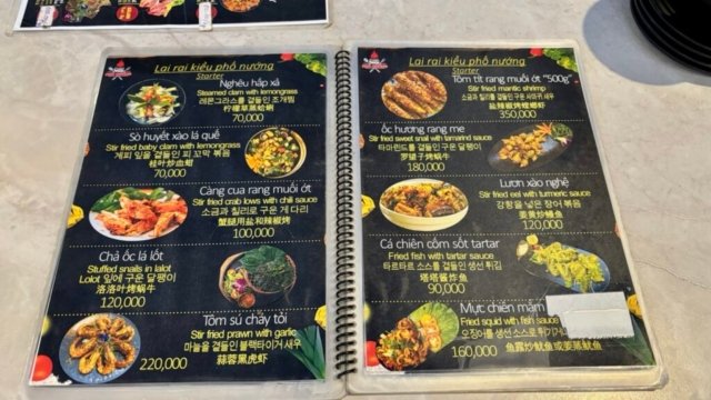 Menu Phố Nướng