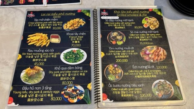Menu Phố Nướng