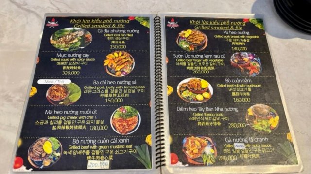 Menu Phố Nướng