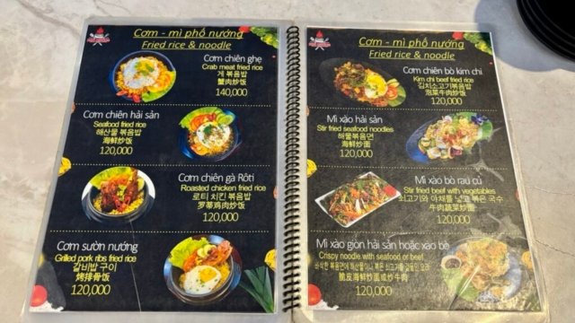 Menu Phố Nướng