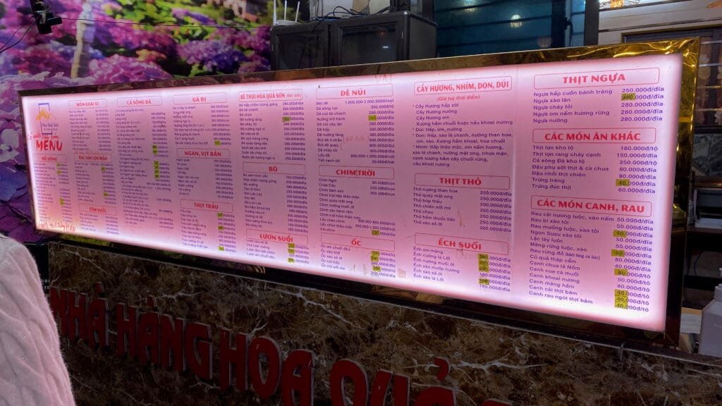 Menu nhà hàng Hoa Quả Sơn 2