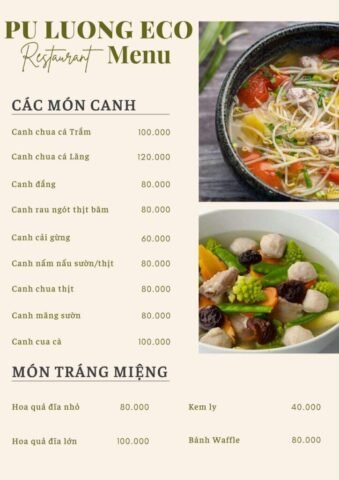 Menu Pu Luong Eco Garden