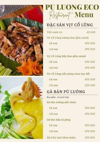 Menu Pu Luong Eco Garden