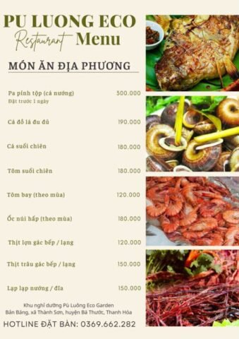 Menu Pu Luong Eco Garden