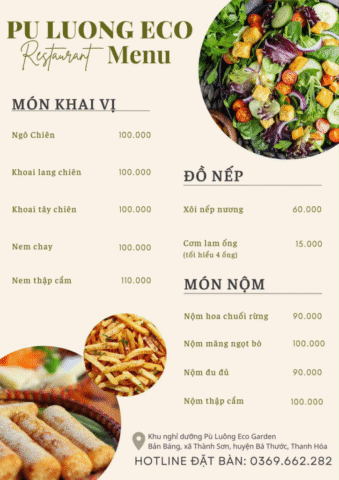 Menu Pu Luong Eco Garden