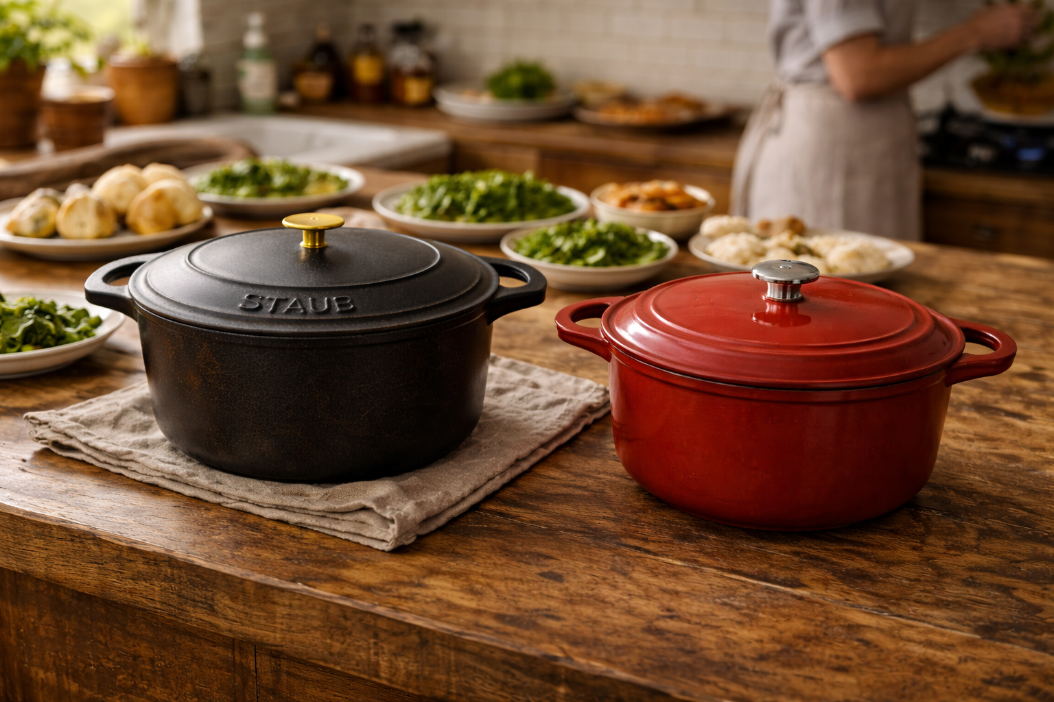 So sánh nồi gang Staub và nồi gang giá mềm trong căn bếp gia đình Việt