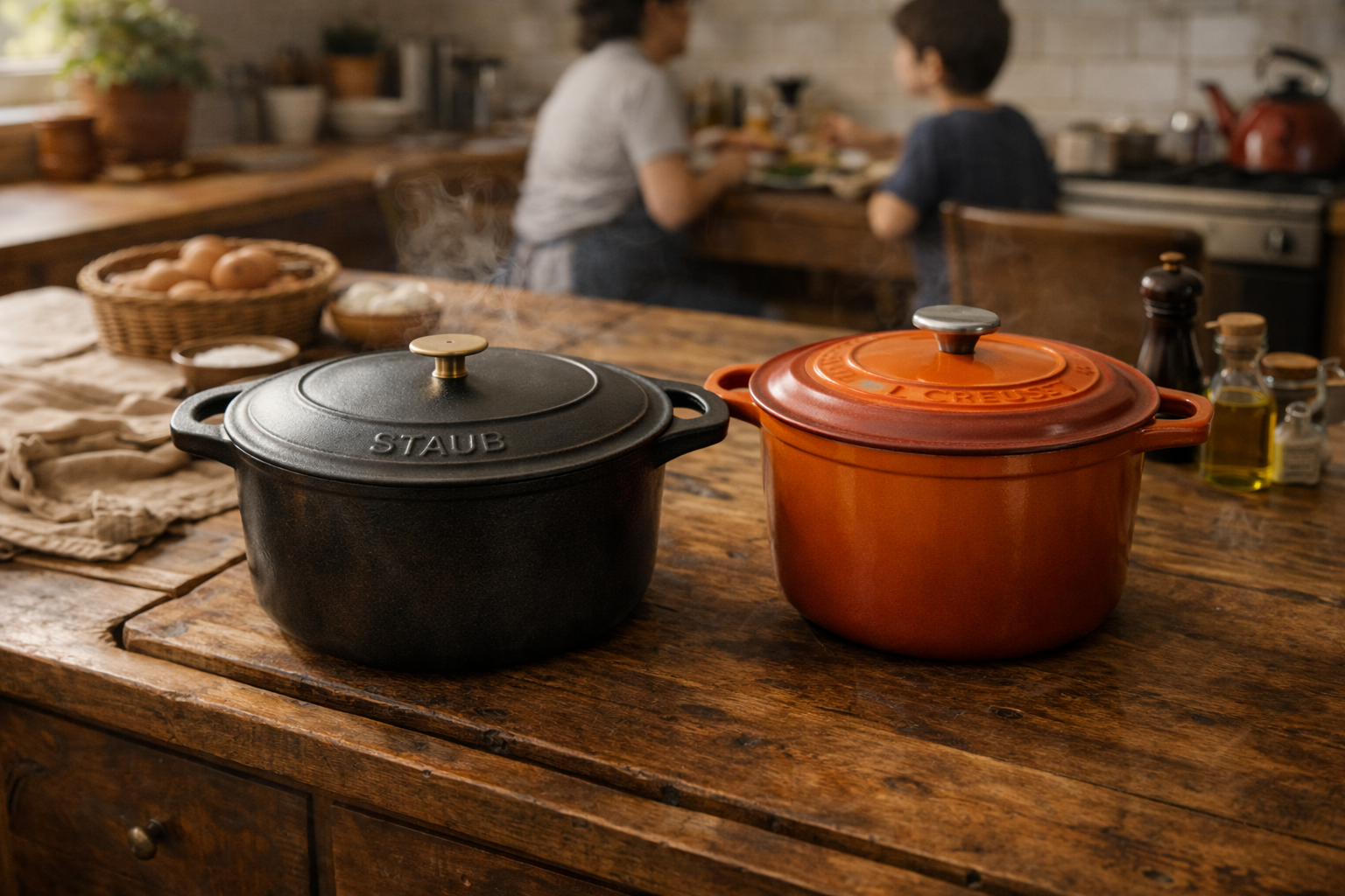 So sánh nồi gang Staub và Le Creuset trong căn bếp gia đình