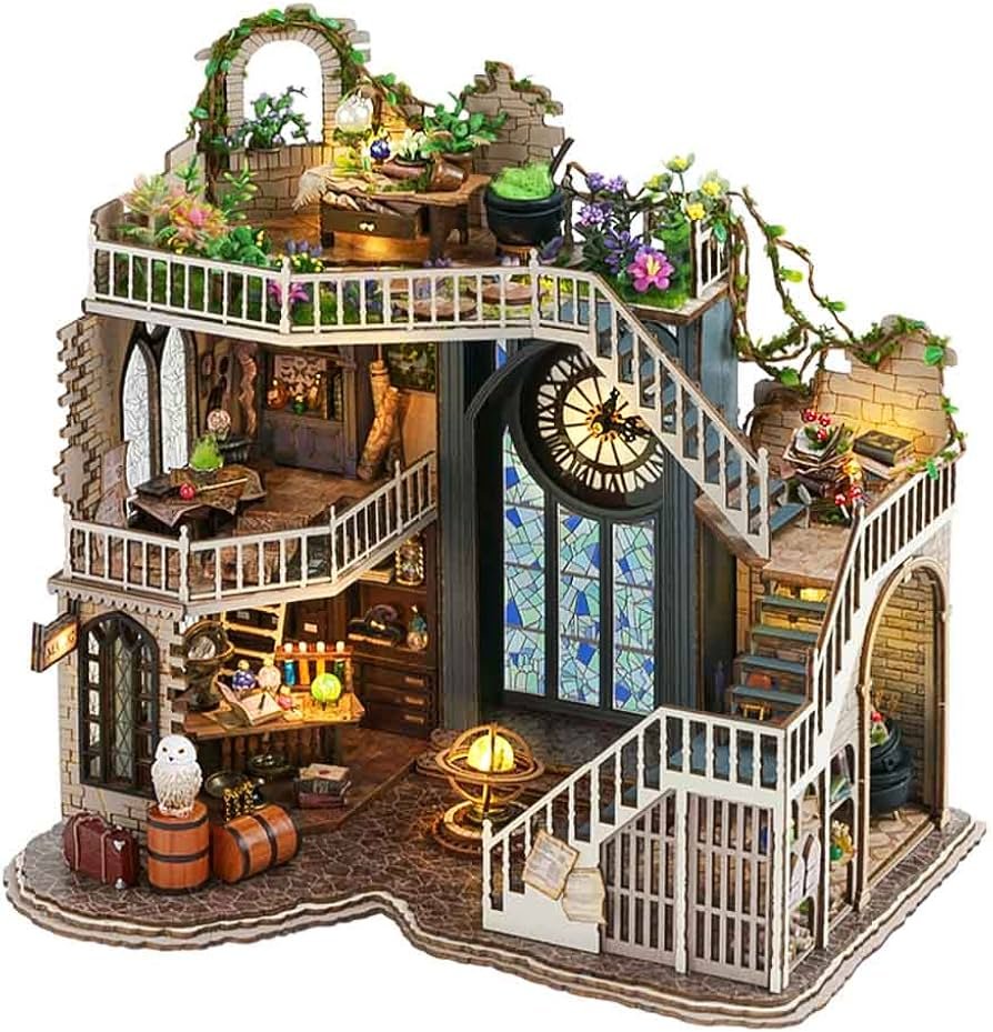 Mô hình miniature house với nội thất chi tiết và đèn LED ấm
